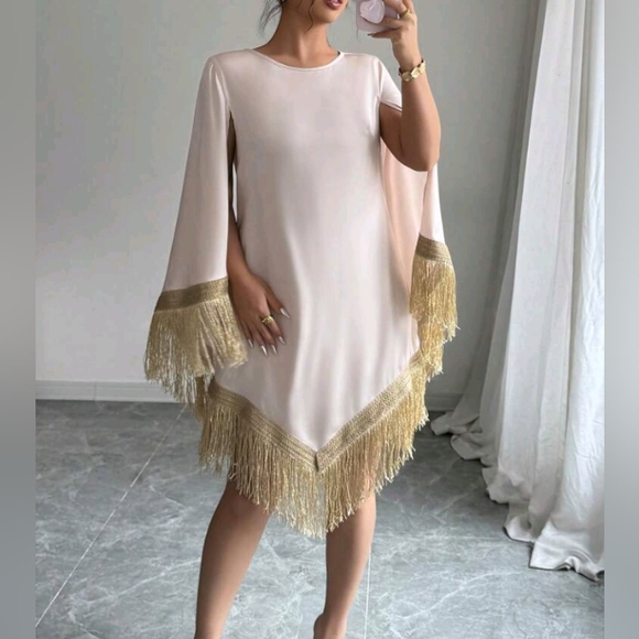 Elegant & Charming Long Sleeve Tassel Slit Long Dress - Picture 1 of 5